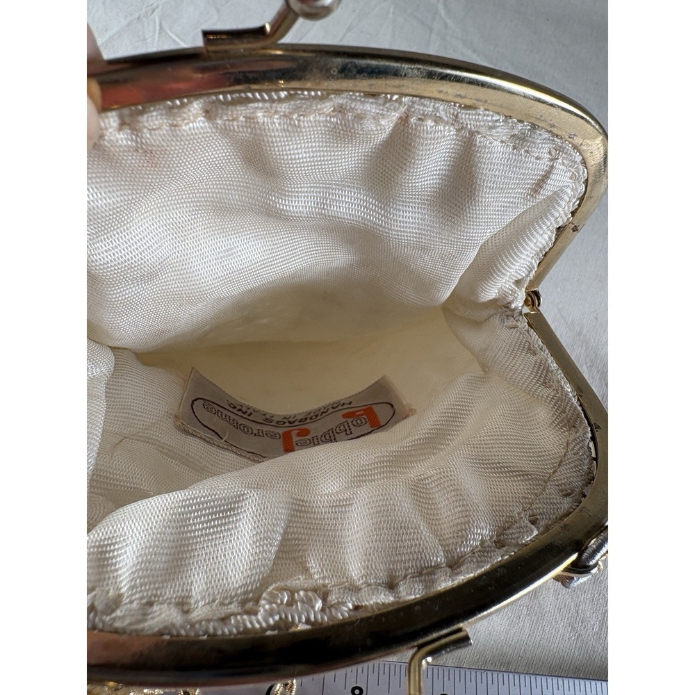 VTG Bobbie Jerome Purse White Crochet Beaded Evening Handbag Boho Made in Italy - Picture 5 of 10